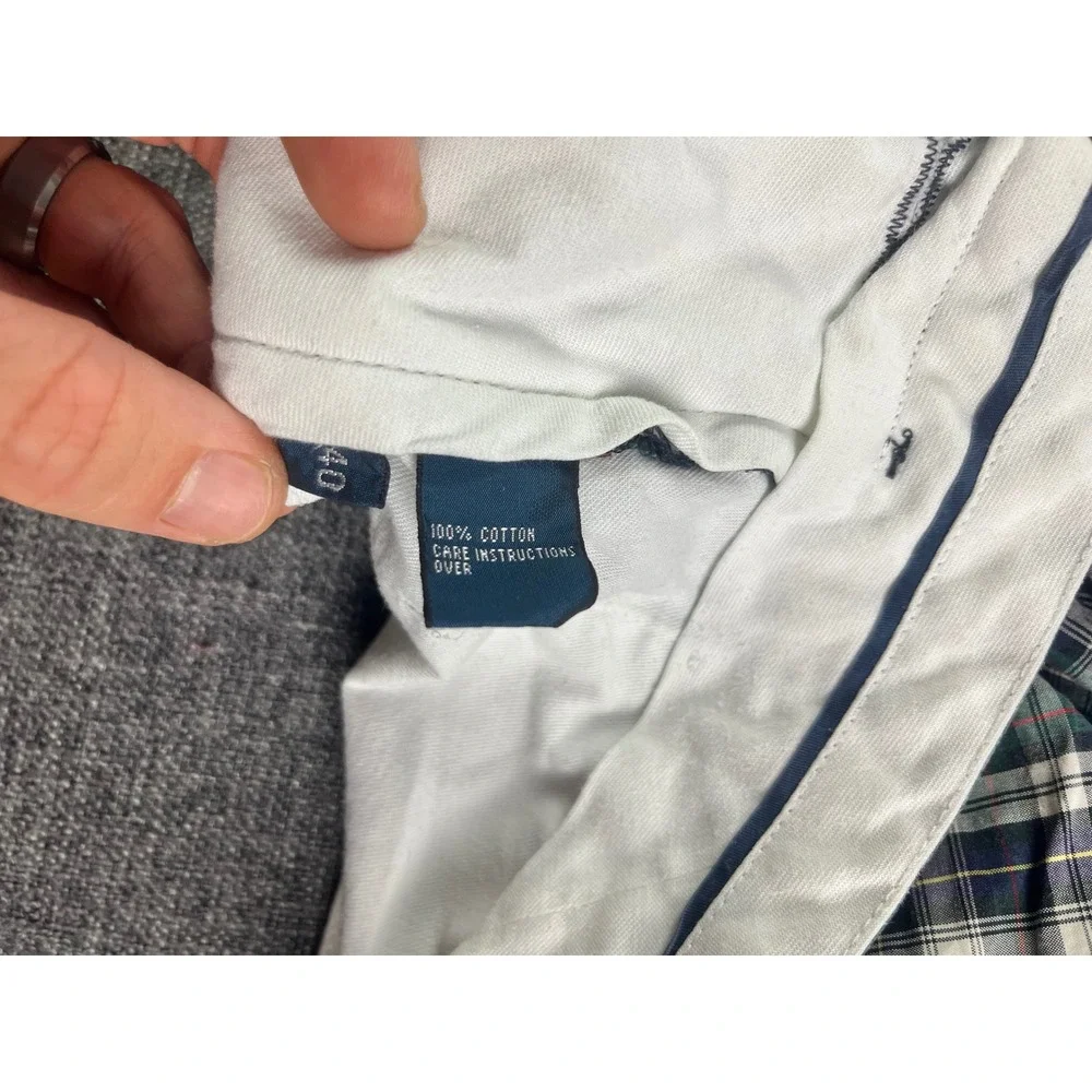 Polo Ralph Lauren Mens Green Navy Plaid Cotton Flat Front Shorts Size 40